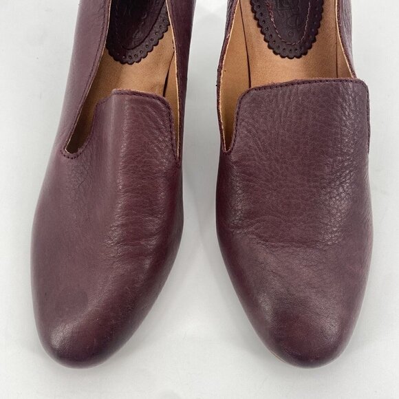 Latigo Size 8 M Kala Maroon Leather Classic Pump Chunky Heel Anthropologie - Picture 5 of 12